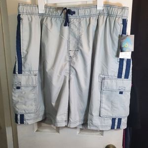 NWT Kanu Surf men board shorts size 3x silver and blue